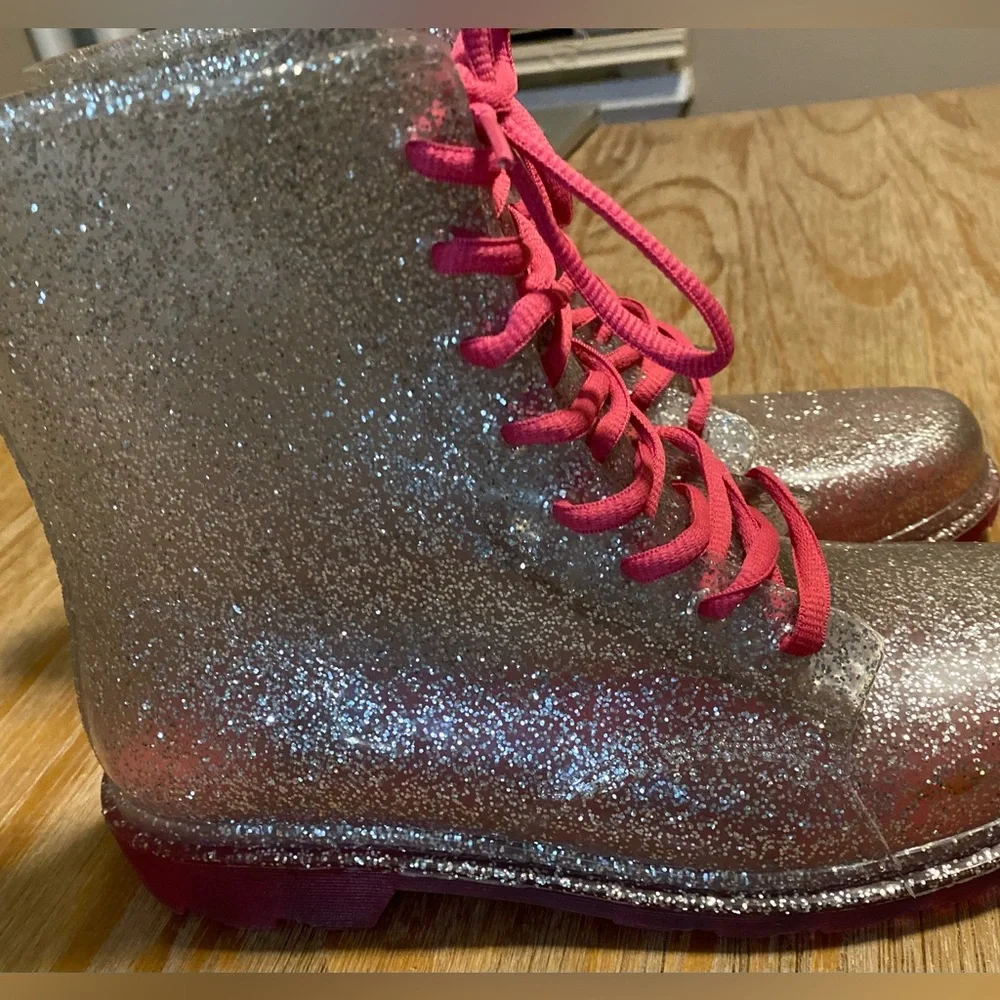 Wonder Nation Clear Sparkle Lace-Up Rain Boot